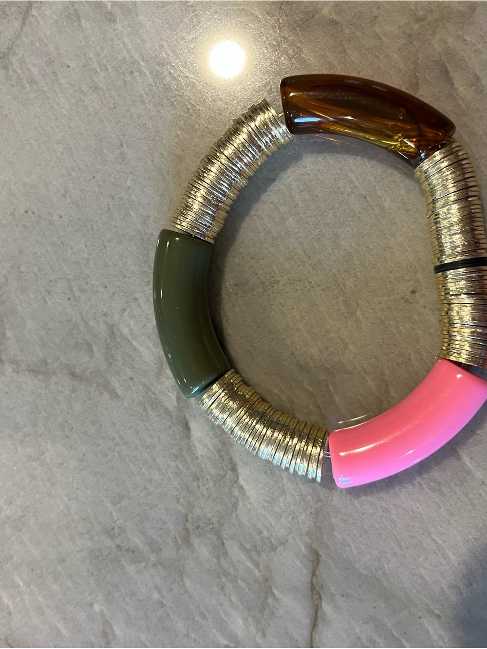 ALLIE AND BESS Stretch Bracelet Set Pink, Green, Black & Gold Accents - Picture 7 of 9